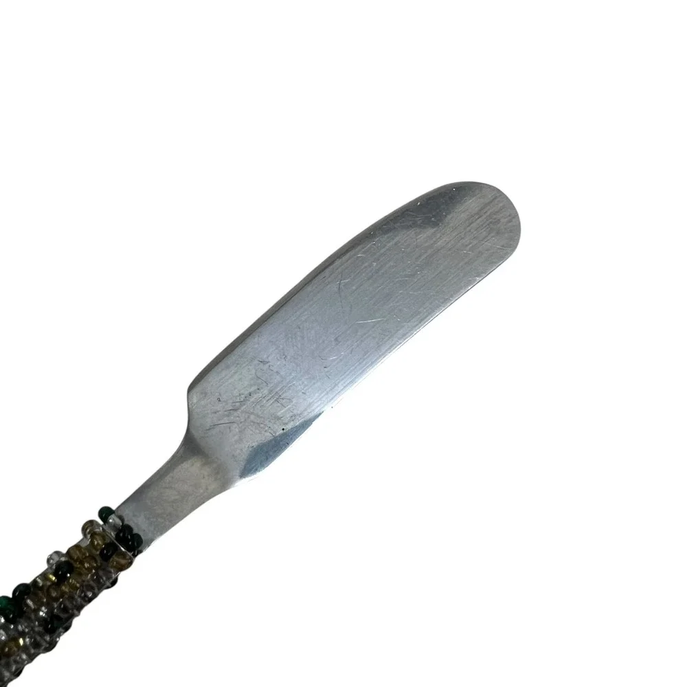 Vintage Kathy Hudson Cheese Butter Knife Beaded Wire Wrapped Utensil 5.5 in L